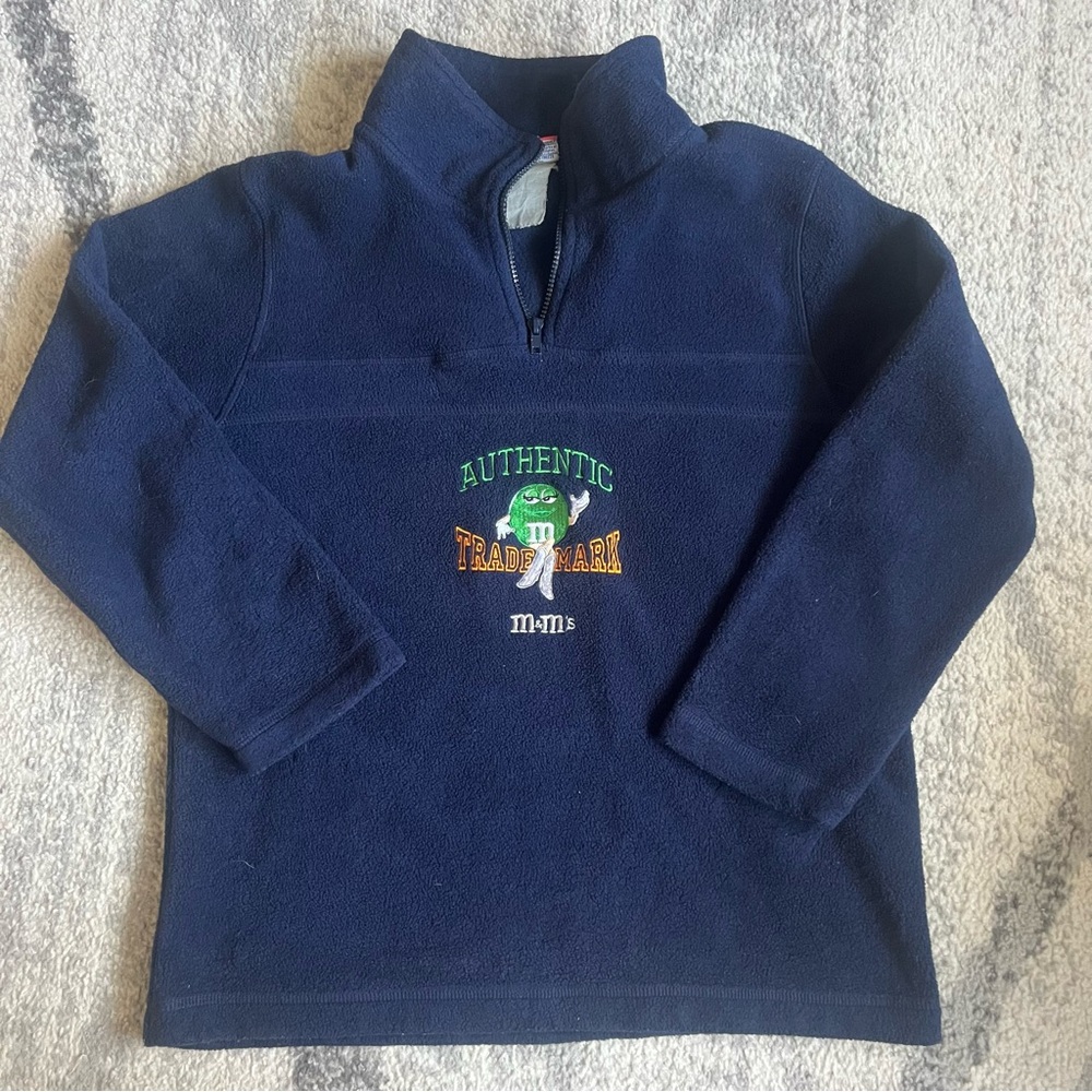 Vintage M&M Embroidered Fleece Navy Quarter Zip Womens Size Small
